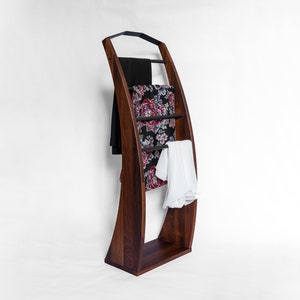 Clothes stand Plutoo WALNUT wood clothes valet, clothes hanger, bedroom clothes stand image 1