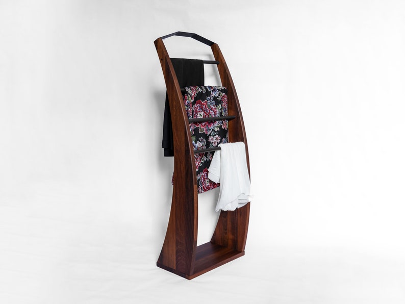 Clothes stand Plutoo WALNUT wood clothes valet, clothes hanger, bedroom clothes stand image 1
