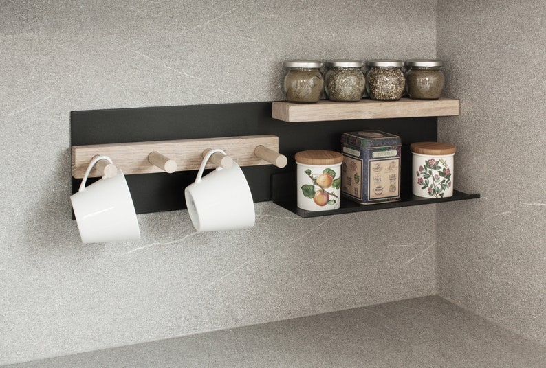 Magnetic kitchen towel hanger, magnetic coffee cup hanger, coffee mug rack, tea towel holder Hanger W basic image 3
