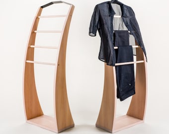 Solid Beech Wood Clothes Stand: Modern Bedroom Valet