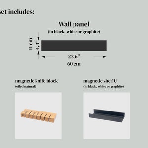 3S magnet kitchen storage set: wall panel knife block shelf U image 3
