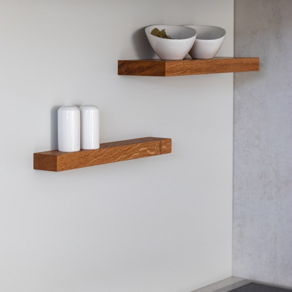 Petra Black Oak Wood and Metal Wall-Mounted 5-Wide Shelf & Set of