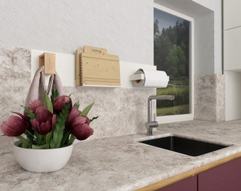 Juego de almacenamiento de cocina de pared: panel magnético, estante, toallero y portarrollos