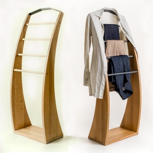 Clothes stand Plutoo - PERSONALISED - Solid OAK wood | wooden clothes valet, clothes hanger, bedroom clothes stand