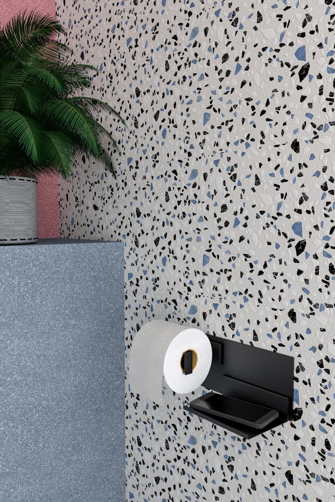 No Drill Toilet Paper Holder Set Bathroom Etsy