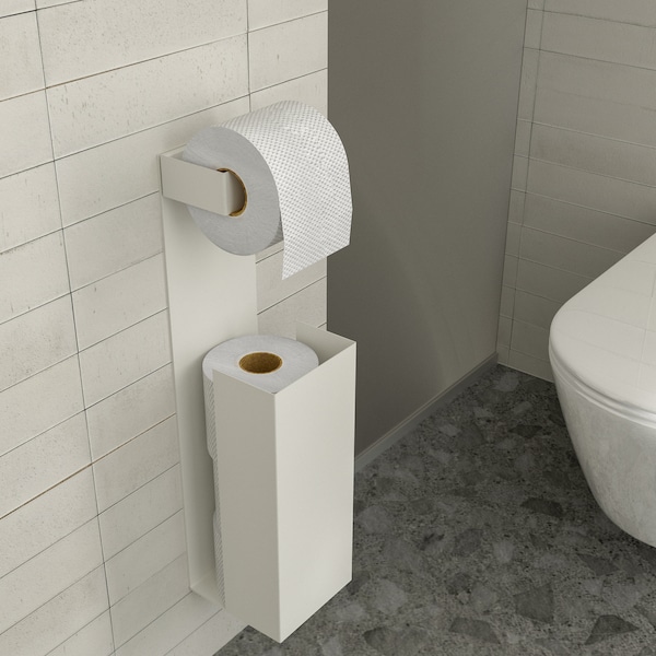 Minimalistic wall mounted Toilet paper storage with magnetic toilet paper holder