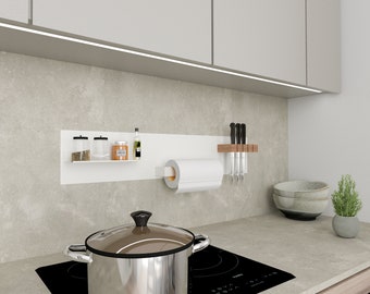 Organizador magnético de cocina: panel de pared, portacuchillos y toalleros, estante