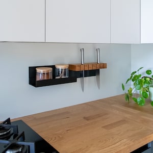 3S magnet kitchen storage set: wall panel knife block shelf U image 2