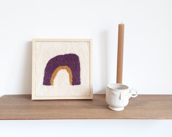 Rainbow Tufting Object with light wooden baking frame