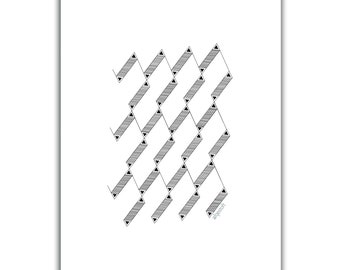 Postcard Bibi#1, A6 size, 4,1x5,8 inches, black white graphic pattern
