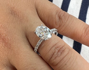 1.44 Carat Oval F/VVS2 Diamond Solitaire Engagement Ring, Lab Diamond Hidden Halo Engagement Ring, Lab Grown Diamond Ring, 14k White Gold