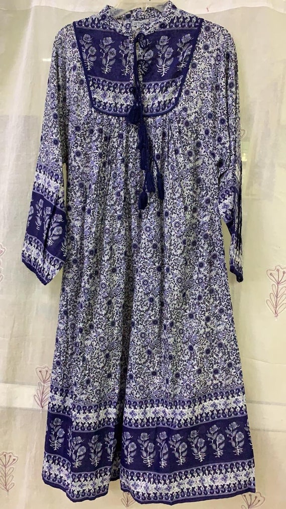 Vintage style print midi folk prairie hippy 70s Bo