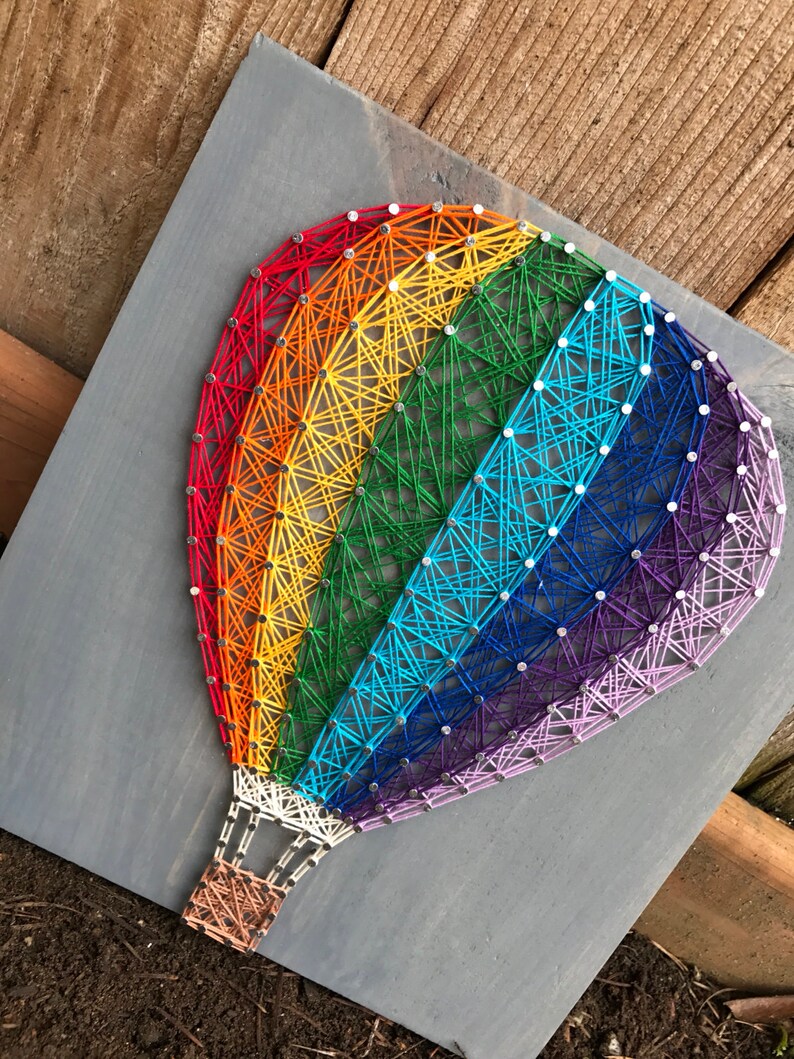 MADE TO ORDER Rainbow Hot Air Balloon String Art Etsy Ireland