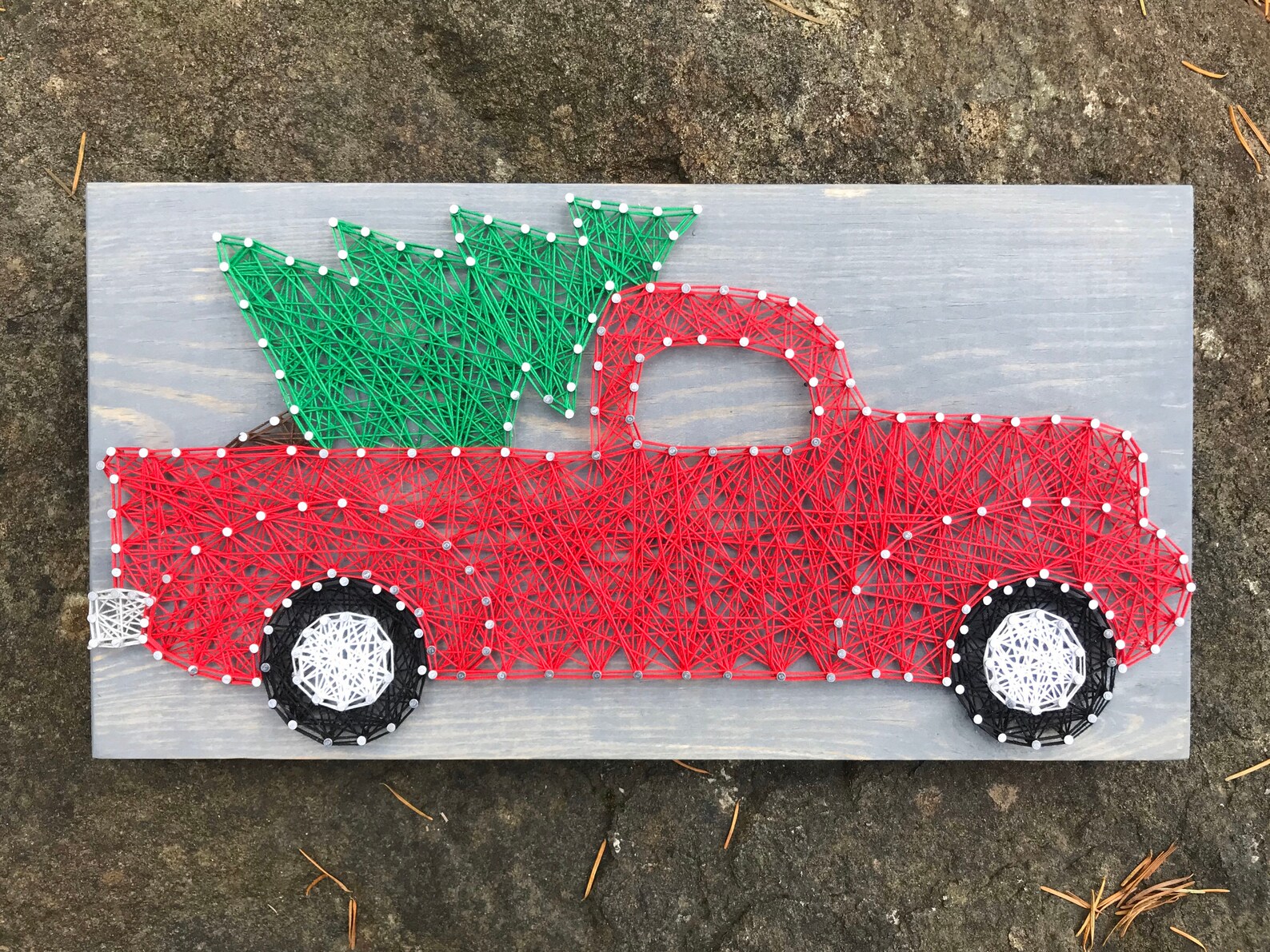 MADE TO ORDER Red Truck String Art Christmas Decor Merry | Etsy