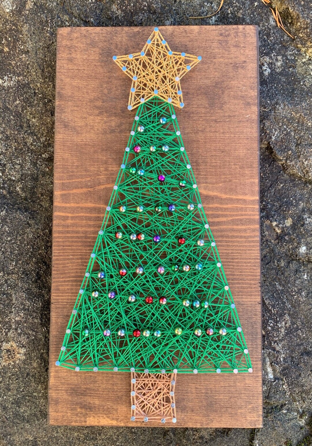 READY TO SHIP Christmas Tree String Art Metallic Ornaments Etsy
