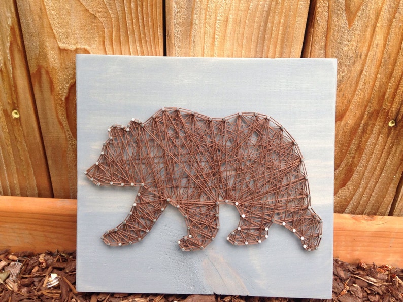 MADE TO ORDER Grizzly Bear String Art Brown Bear Decor | Etsy