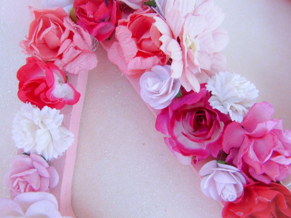 Fleur Nom Lettre Personnalisé Floral Crèche Lettre Lettre Floral Rose N Mariage Décor Filles Chambre Décor Rose Floral Crèche Lettre