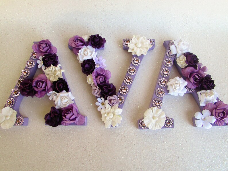 Custom name Ava Floral name letter Flower letter ava Etsy