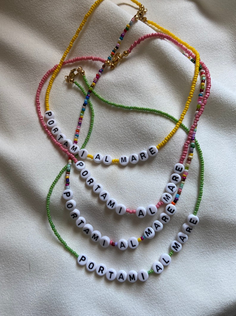 Collana con nome con perline, collana personalizzata con nome o citazione, regalo per lei, regalo per amiche, stile boho immagine 5