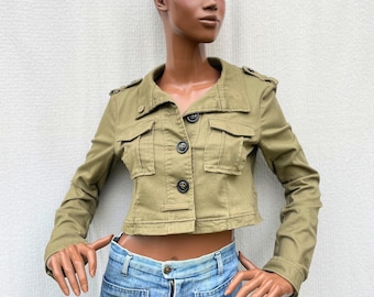 Cropped jacket SERGENT PEPPER, military style jacket, utility women short jacket, women jacket, transformed jacket, recycling, upcycling