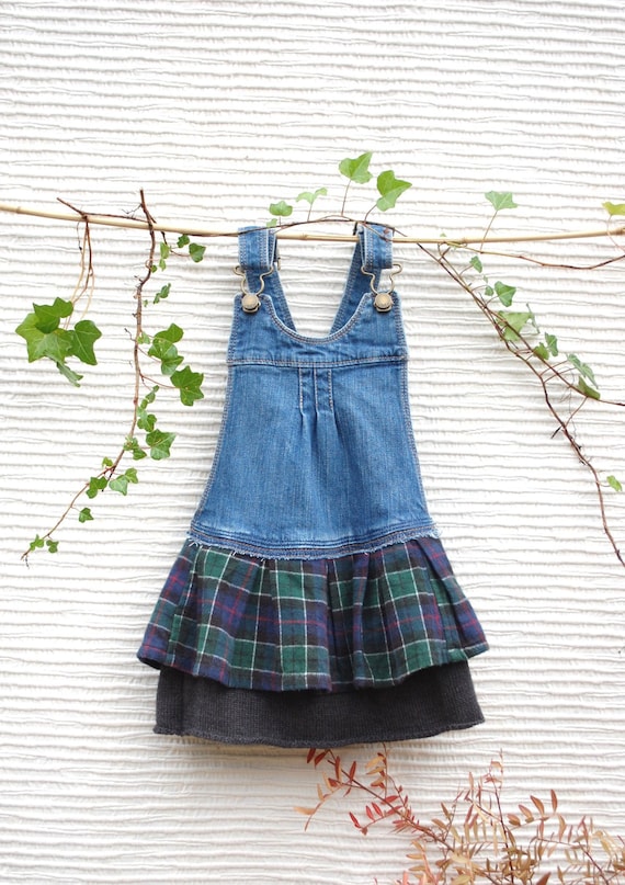 Sustainable cotton skirt dungaree girl