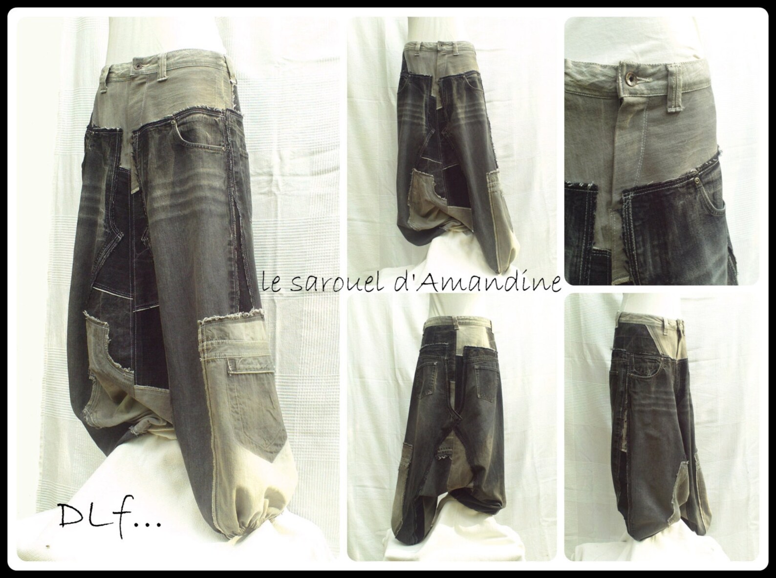 Women Summer Vintage Patchwork Harem Jeans main image 1