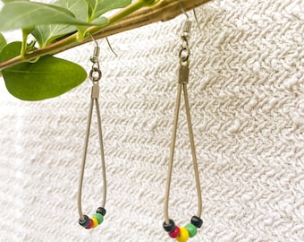 drop earrings KAYA with rasta color beads, dangling earrings, rasta earrings