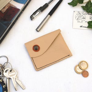 Porte-monnaie/porte-carte en cuir coquille d'oeuf et orange,porte-monnaie cuir,porte-carte homme,porte-carte femme,cadeau homme,cadeau femme