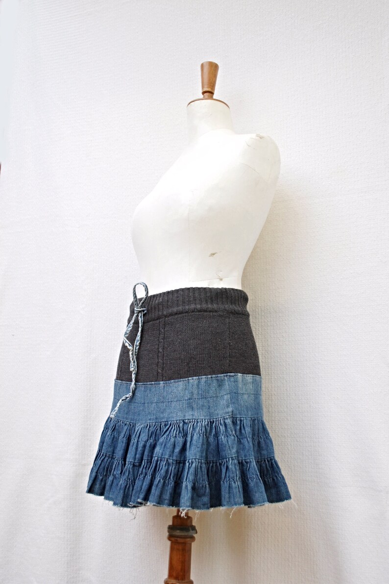 Lucinda Acrylic wool & denim skirt short skirt custom Etsy