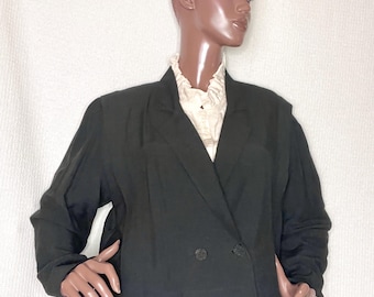 Cropped jacket "AXELLE", women's jacket, black viscose jacket, women's jacket size M, vintage jacket, recycling, upcycling