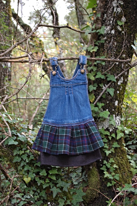 Sustainable cotton skirt dungaree girl