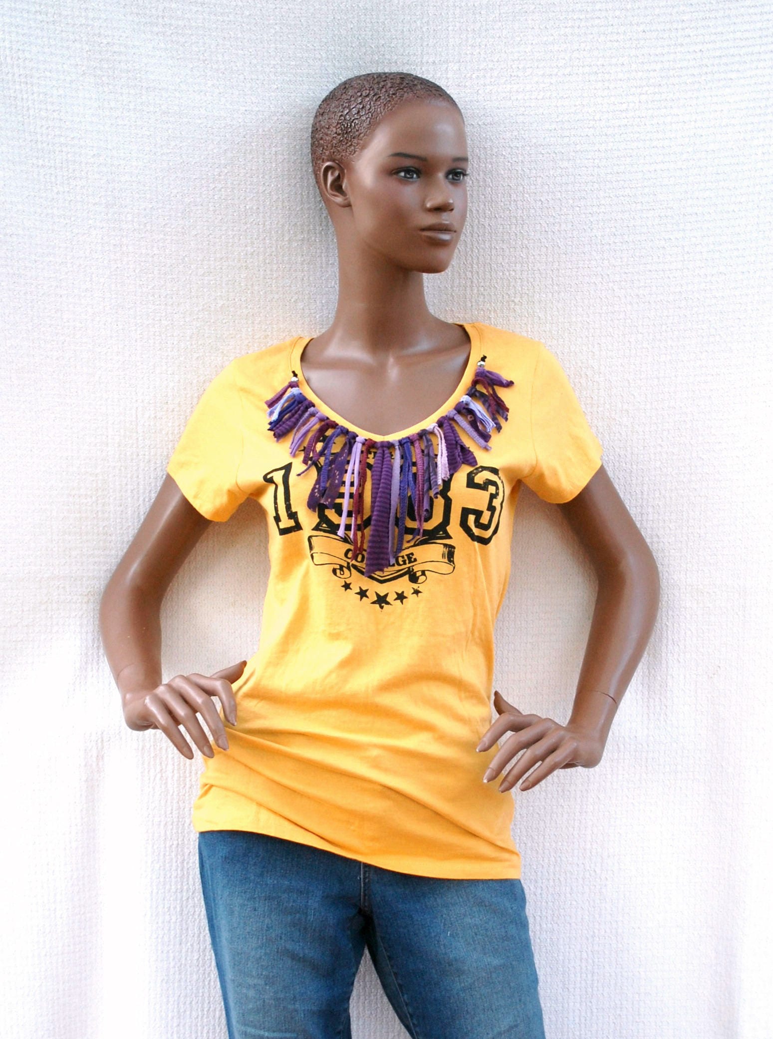 Girl Custom Long T-shirt Yellow T-shirt Violet - Etsy