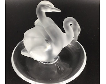 Beautiful Lalique 2 Cygnes "2 Swans" ring or pin tray excellent condition with no chips / scratches collectible vintage item by mademeathens