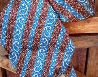 neck tie vintage christian dior  100% silk collectible cravate made in Paris blue and brown stripes stylish and elegant accessory rare find