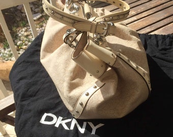 DKNY Sina MD Fluo Shoulder Bag Chain Monogram Women Handbag 