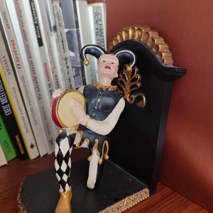 Suportes de livros de cerâmica vintage Harlequin: decoração detalhada para casa