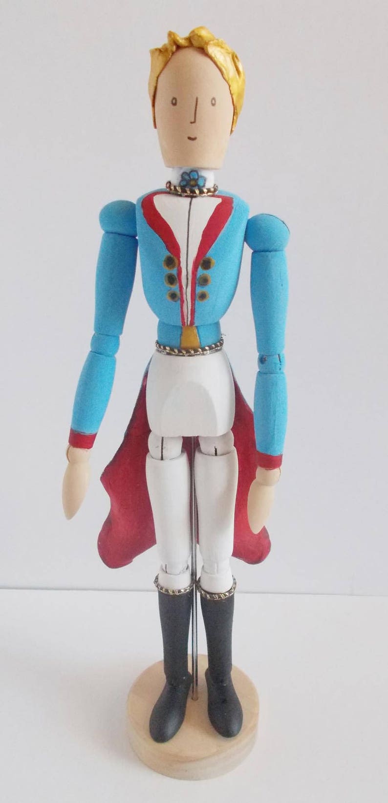 SALE Nutcracker, Art Doll Sculpture Wooden Figure Hand Painted Wooden