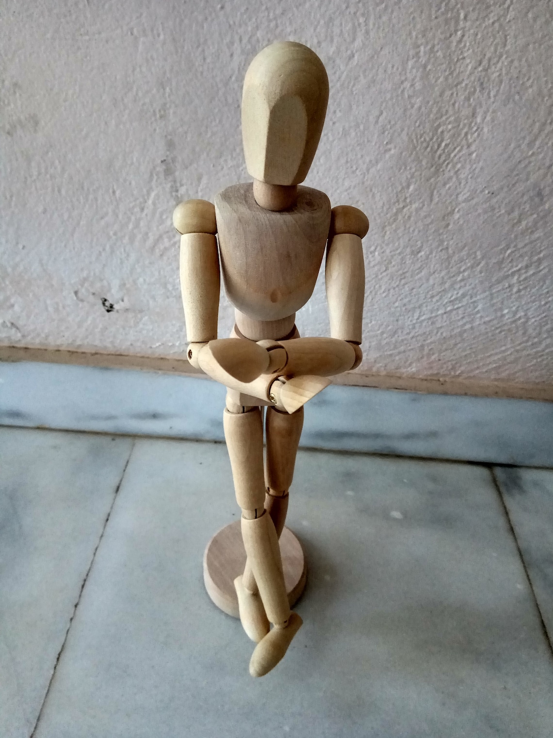 Artist's dummy wooden manequin standing on a wooden base Etsy