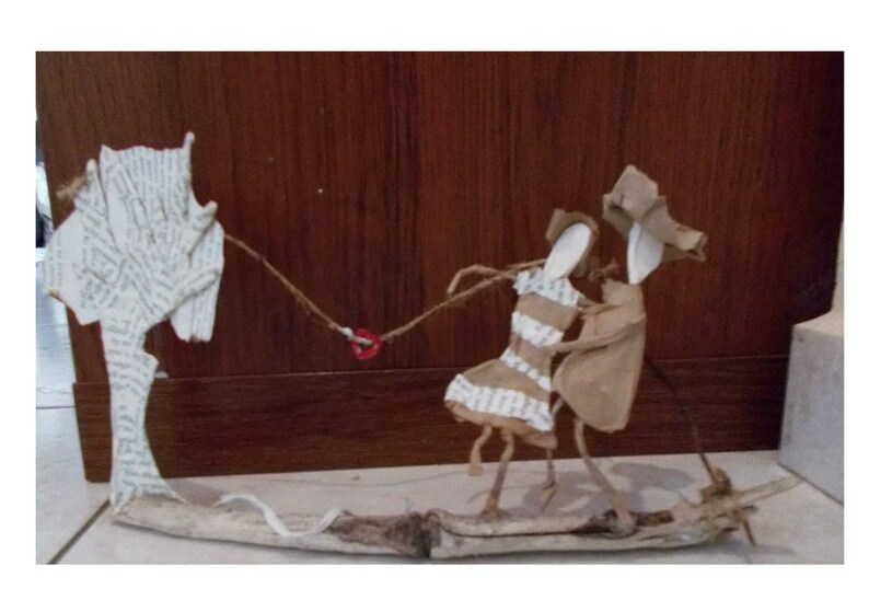 couple in love, handmade with wire and book paper, home decor paper personas decorative wire sculptures romantic scene gift by mademeathens