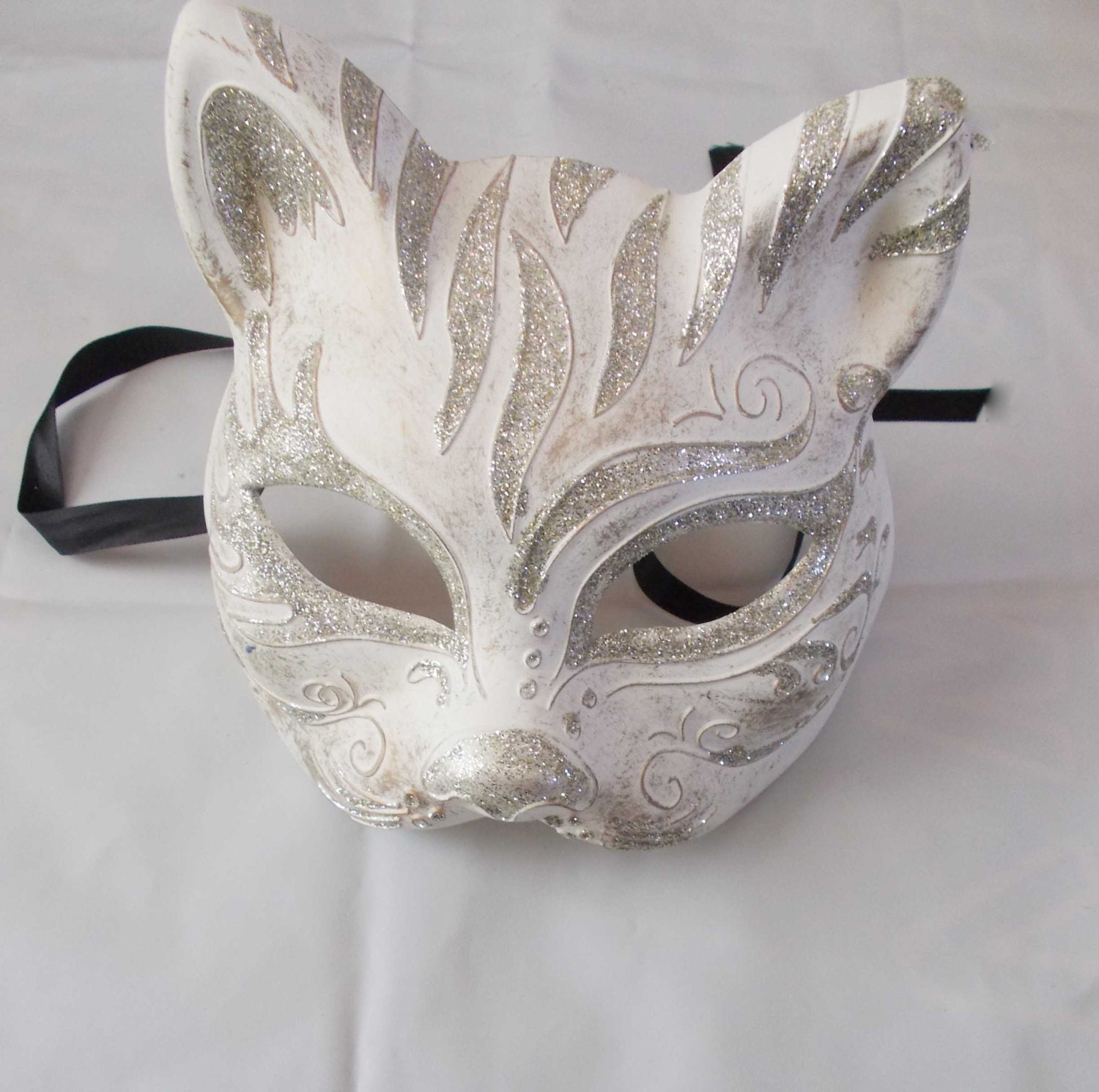 Gatto Mask Masquerade Handmade of Plaster and Putty, Cat Mask, Half Face Mask, Style