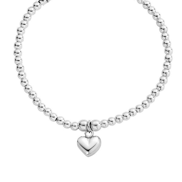 Sterling Silver Stacking Bracelet with Heart Charm