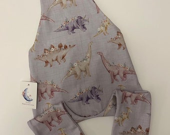Lilac Floral Dinosaurs Girls Dungarees Baby Toddler