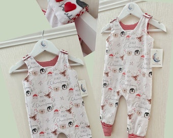 Baby's First Christmas Romper Lined Red White Candy Stripe