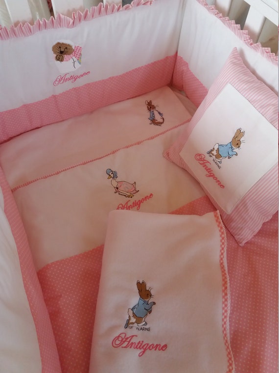 peter rabbit cot bedding pink