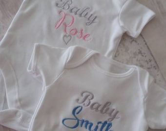 Personalised Baby vest Onesie gender reveal baby shower new baby gift