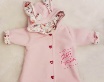 Girls Bunny Ears Jacket Coat  Gift for Baby Girl Childrens Fleece Coat Easter Outfit