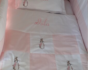pink peter rabbit cot bedding