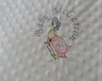 Personalised super soft Dimple Fleece Blanket Jemima Puddleduck