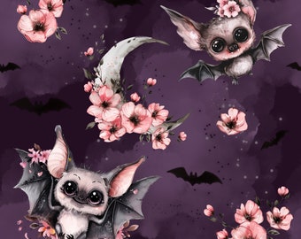 Baby Toddler Romper Autumn Halloween Floral Bats Exclusive Fabric Design