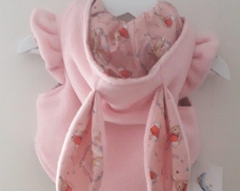 Bunny ears fleece bodywarmer baby toddler Child sleeveless jacket lined with Flopsy bunny fabric